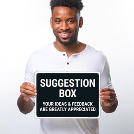 Sigo Signs, Suggestion Box Your Ideas and Feedback are Greatly Appreciated Sign, 10x14 Inches, 55 mil Thick HDPS (high Density polystyrene), Made in USA