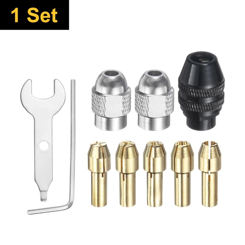 sourcing map 10pcs Drill Chuck Collet Set 0.8/1.2/1.8/2.4/3.2mm Mini Electric