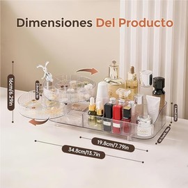 Organizador de Maquillaje, 360 Grados de Rotación/Organizador de Maquillaje Caja, Soportes para Maquillaje Apilable,Organizador deMaquillaje Transparente de Gran Capacidad para Mesa, Tocador