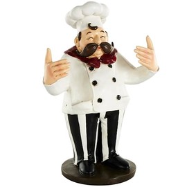 Deco 79 Polystone Chef Sculpture with 2 Wine Holder Slots, 12" x 8" x 16", White