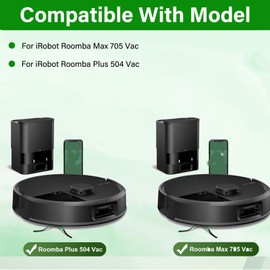 Piezas de repuesto para iRobot Roomba Plus 504 Vac & Max 705 Vac Robot Kit de accesorios de aspiración, incluye 2 cepillos principales, 4 cepillos laterales, 3 filtros Hepa, 4 bolsas de polvo
