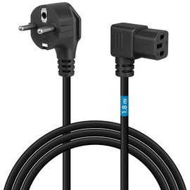 Power Cord Right Angle 2 Pin + Earth Sector CEE7/IEC C13 1.80 m Black