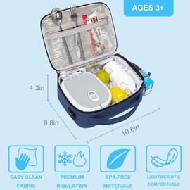 Weiatas - Bolsa de almuerzo para niños, reutilizable, aislada, para niños y niñas, de vuelta a la escuela, bolsa térmica para niños, picnic, playa, azul