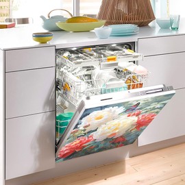 JIPONI Dishwasher Magnetic Cover Bright Flower Butterfly Dishwasher Magnetic Kitchen Art Decor, Dishwasher Magnetic Sticker 23 W x 26 H Inch