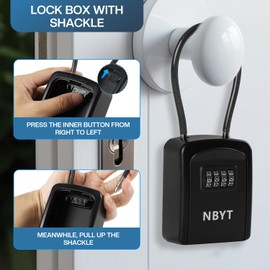 NBYT Portable Combination Lock keybox,For House Keys Key Hiders to Hide a Key Outside,Waterproof Key Safe Storage Lock Box(Small size with steel cable rope)