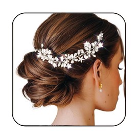 JAKAWIN Bride Rhinestone Wedding Hair Piece Crystal Hair Vine Flower Headpiece Bridal Hair Accessories for Women HV205