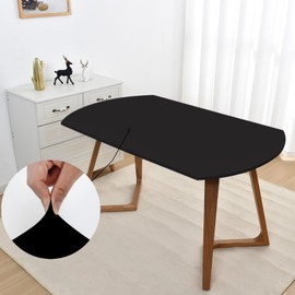 Mulilai Elastic Oval Outdoor Black Tablecloth 6-8 Seats with Fitted Edges Table Cloth Washable 48x72 Inch Kitchen Dining Stretch Table Cover Non Slip Anti Wrinkle for Wedding Party