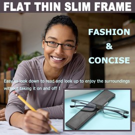 Yiwaeye Ultra-thin Folding Reading Glasses Anti Blue Ray, Lightweight TR90 Compact Readers with Flat Case for Men Women 2 PCS Red/Black +2.5