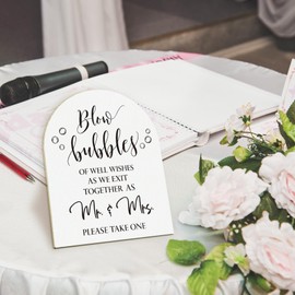ANIANG Wedding Bubbles Desk Decor, Bubbles for Wedding Decor, BubblesWedding Wood Arch Sign, WeddingAccessories for Reception Wooden Sign with Stand for WeddingSend Off, 8x10 Inch