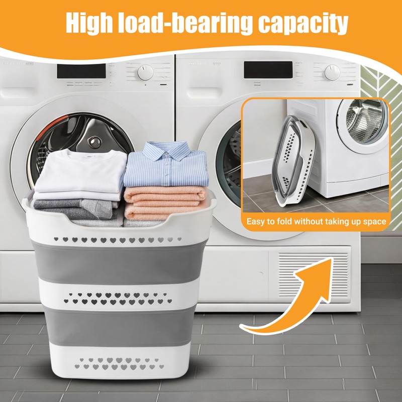 2 Pcs 42L Collapsible Laundry Baskets- Foldable Laundry Basket with