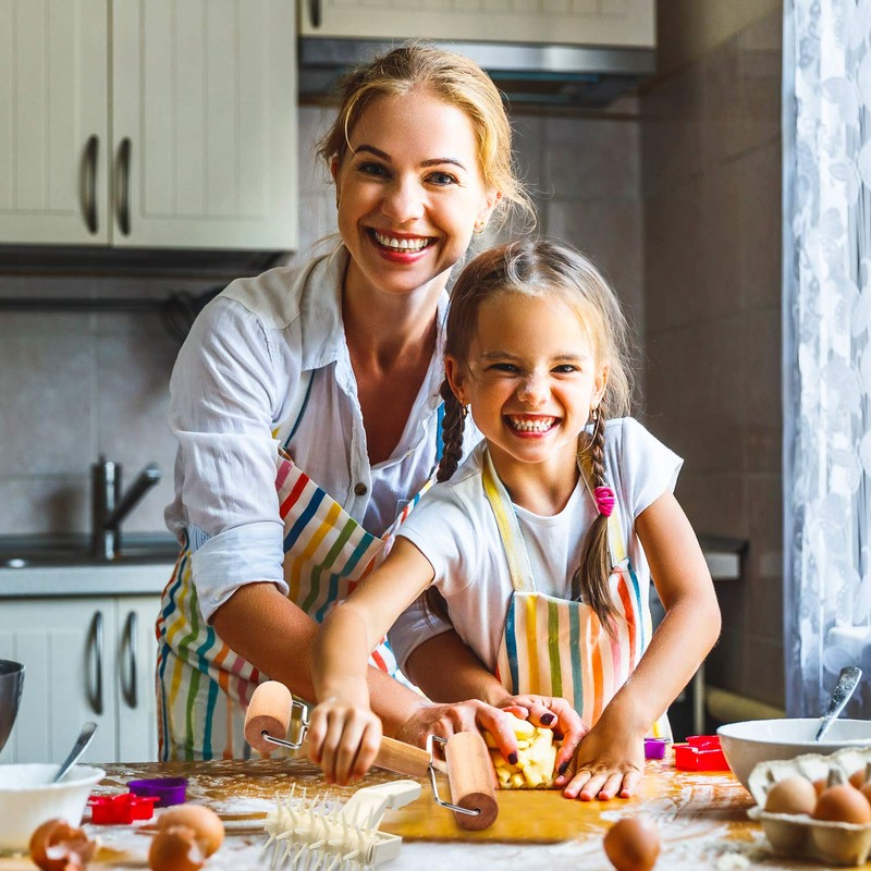 2 Pieces Pizza Plastic Dough Docker Wood Pastry Pizza Roller,