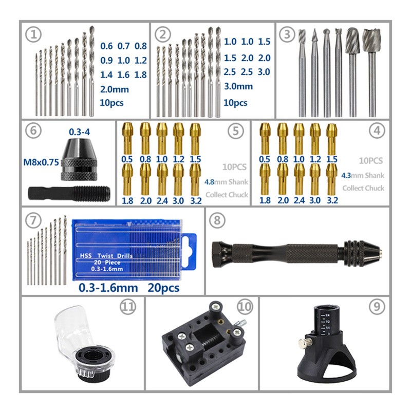 72Pcs Mini Electric Drill Accessories Chuck Engraving Cutter Positioner Drilling