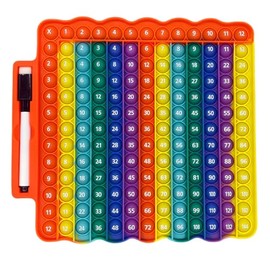 Multiplication Table Pop Fidget Learning Toy, Educational Math Game Board with Marker, Rainbow Mixed Colors