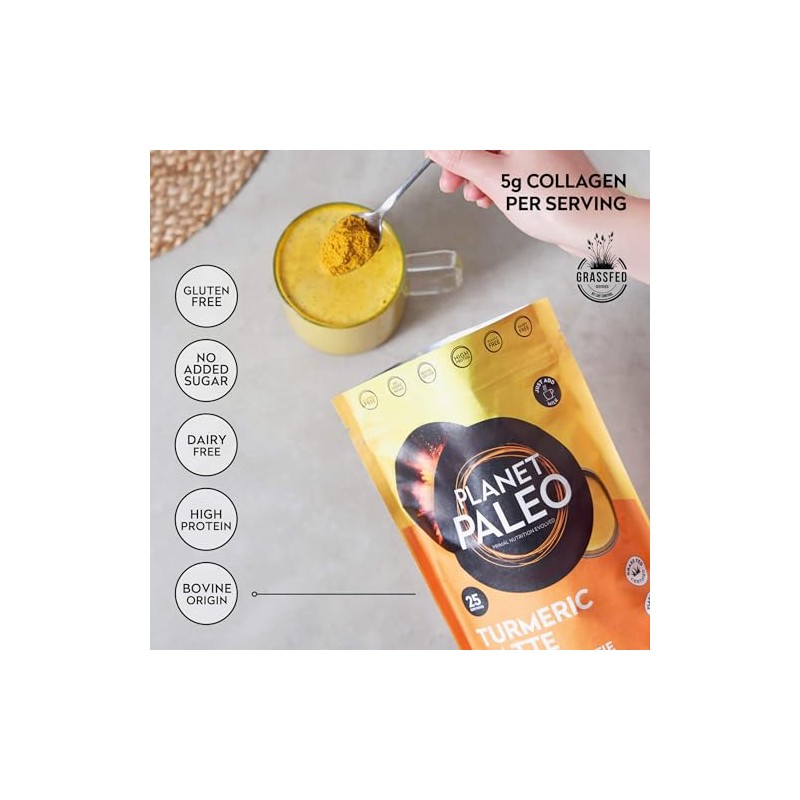 Planet Paleo Pure Collagen - Turmeric Latte (260g, 25 Servings)