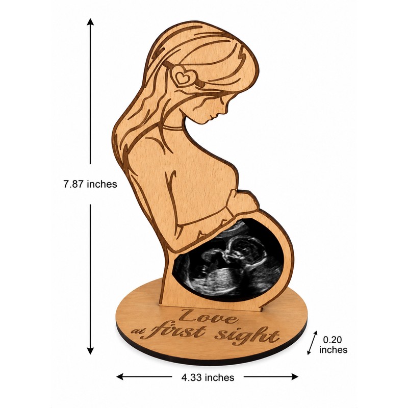 Baby Ultrasound Photo Frame for Pregnancy Keepsake - Wooden Sonogram