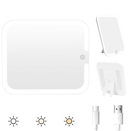 Relavel Makeup Mirror with Lights, LED Replacement for Makeup Bag, 3 Color Lights, Brightness Adjustable, 8.3 x 5.1 Inches