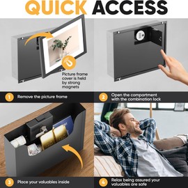 Elder Welder® Hidden Wall Safe | 100% Real, Replaceable Picture Frame Included | Robust Metal Build | Combination Lock | Fits Perfectly Between 16" | Hidden Safe | Small In Wall Safe Between Studs