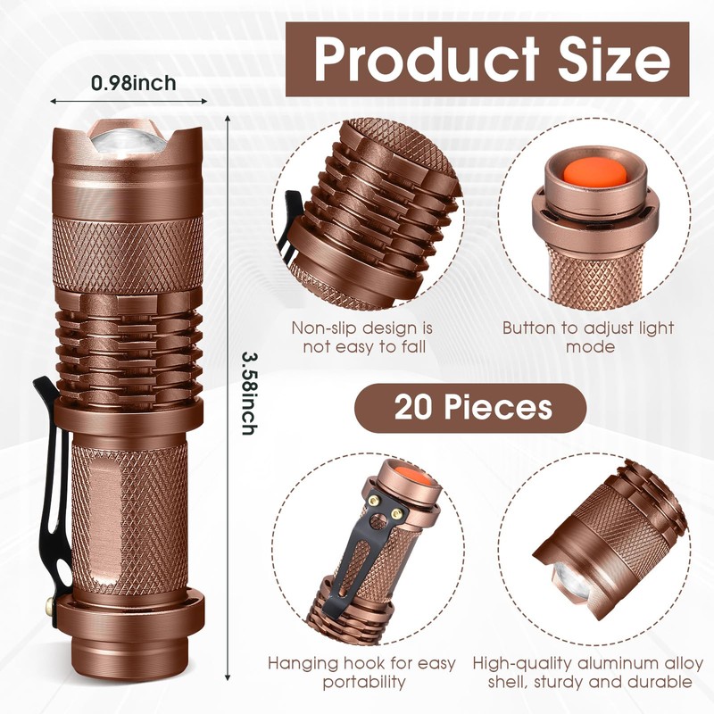 Fumete 20 Pcs LED Flashlight Torch Mini 3 Mode Tactical