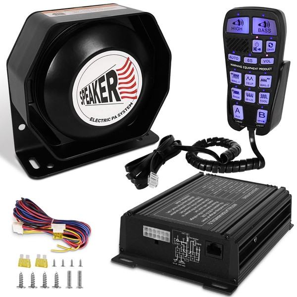 Emergency Police Siren 200W Multi-Tones PA System Slim Speaker Sirens