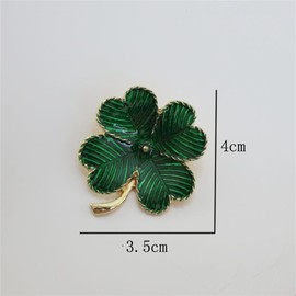 Minimalist Four Leaf Clover Green Enamel Brooch Lapel Pins for Women Girls Men Vintage Flower Shamrock Brooches Lucky Banquet Decor Dress Clothes Accessories St Patrick's Day Holiday Jewelry Gift,