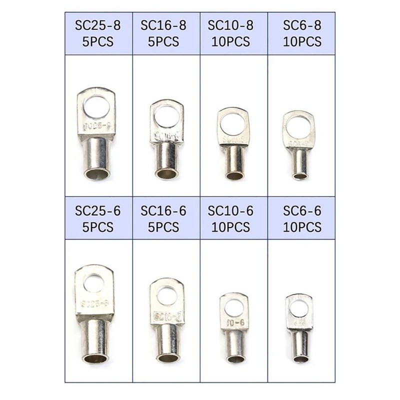 60Pcs SC Tinned Copper Lug Ring Wire Connectors Heavy Duty