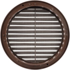 Brown 6" Inch Round Ventilation Grille with Insect mesh. (Duct 6Ø / Grille 7Ø) Ventilation Applications. Indoor and Outdoor Vent Cover. Available 3 Sizes / 4 Colors.