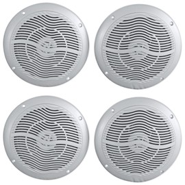 Rockville (4) Rockville RMC65S 6.5" 1200 Watt Waterproof Marine Boat Speakers 2-Way Silver