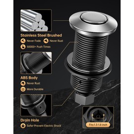 ELECTOP Upgraded Garbage Disposal Air Switch Kit, Sink Top Waste Disposal with Stainless Steel Brushed ON/OFF Air Disposal Switch, Food Waste Disposals Replacement Parts, UL Certified