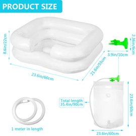 TZEKING Hair Wash Basin for Bedridden People with Shower Head and Water Bag, Shampoo Basin with 1 m Drain Hose, Hair Washing for Bedridden People for Bedridden Pregnant Women Injured Post-Operative