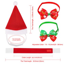 Oumers Pet Christmas Costumes, 4pcs Christmas Pet Hat Scarf Collar Bow Tie for Cats and Small Dogs Cosplay Christmas Costumes New Year Dressing up Party Fancy Dress Clothes