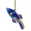 The Bridge Collection Retro Rocket Ship Christmas Ornament - Space-Themed Holiday Decoration with Rainbow Glitter Trail