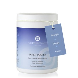 Curated Beauty London Inner Power Pure Creatine Monohydrate, 300g, 60 Servings, Women's Food Supplement, Fine 200 Mesh Powder, Unflavoured, Gluten and Dairy Free