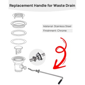 Sepaitek Replacement Handle for Commercial Sink Drain, Waste Valve Drain Parts Repair, Stainless Steel