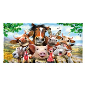 YISUMEI - Bath Towel - Farm Animal Selfie - 70 cm x 140 cm Beach Towel