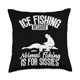 Ice Fishing Accessories for Men Fisherman Fisherman Fisher Ice Fishing Rod and Reel Combo Throw Pillow, 18x18, Multicolor