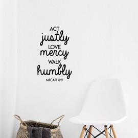 Vinyl Wall Art Decal - Act Justly Love Mercy Walk Humbly - Micah 6:8-26.5" x 17" - Cute Religious Bible Verse Quote Sticker for Bedroom Living Room Kids Room Daycare Playroom Office Church Decor