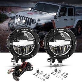 Auxbeam 4 Inch 100W Round Offroad Lights, LED Driving Light Pods with Hi/Lo/Combo Beam Design, 10000LM Super Bright Work Fog Light with Wiring Harness for Truck Pickup SUV ATV UTV 4x4