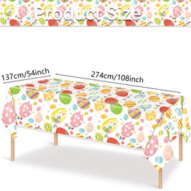ATBEAMEN 2Pcs Easter Bunny Egg Day Tabe Cloth,137 * 274cm Happy Easter Day Tablecloths Plastic Table Cover Party Color Egg Disposable Rectangular Bunny Table Cover for Easter Rabbit Birth Party Decor