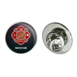 Custom 1 Line Firefighter Maltese Cross 0.75" Lapel Pin Tie Tack