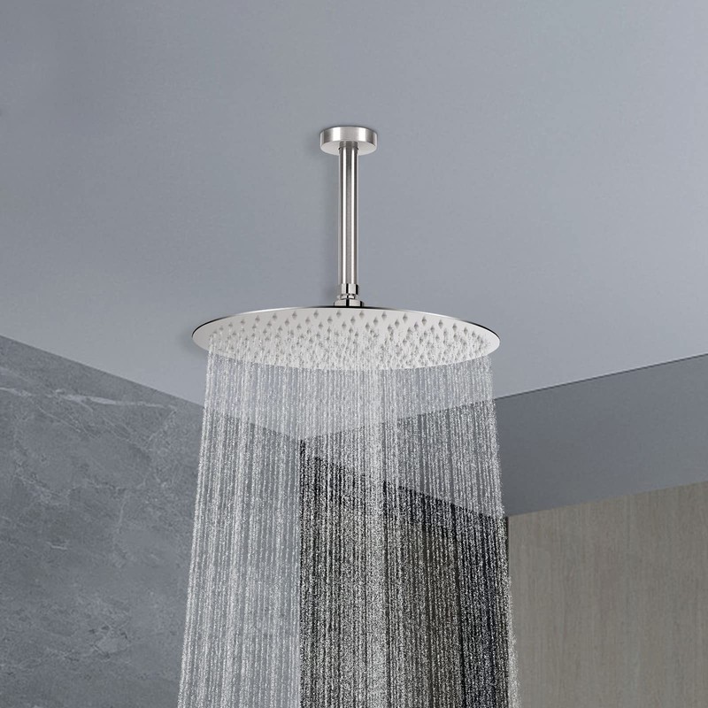 HarJue Ceiling Mounted Shower Arm, Rain Extension Arm with Flange