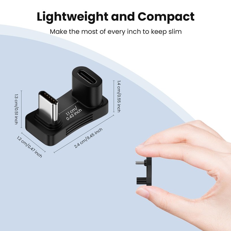 Seminer USB C 180 Degree Angled Adapter (2 Pack), USB