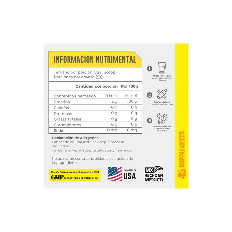 Creatina 1 Kg 200 Servicios 43 Supplements Natural