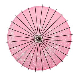 THY COLLECTIBLES Classic Chinese Art Asian Style 33" Paper Parasol Umbrella with Long Handle and Floral Print for Wedding Parties, Photography, Costumes, Cosplay, Decoration And Events (Pink)