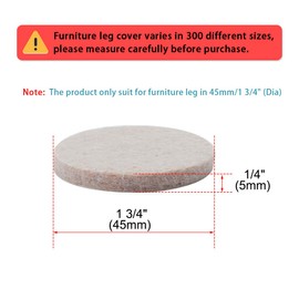 uxcell 16pcs Furniture Pads Round 1 3/4" Self-stick Non-slip Anti-scratch Felt Pads Table Floors Protector Beige