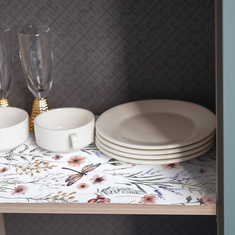 Floral Shelf and Drawer Liner for Kitchen Cabinets,12IN x 20FT