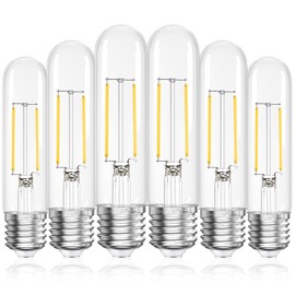 GvvooHome Tubular LED Edison Bulb Dimmable 4000K Neutral White, 4W Equal 40 watt, E26 LED Light Bulbs, T10 Edison Bulbs for Chandeliers, Ceiling Fan, 90+CRI 400LM, 6 Pack