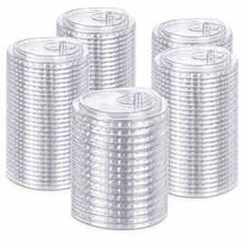200 Pcs Clear Strawless Plastic Lids Fits for 12, 16, 20, 24 oz Cups 95mm/3.74 inch Disposable PET Sipper Cup Lids for Lemonade, Iced Coffee, Tea, and Smoothies