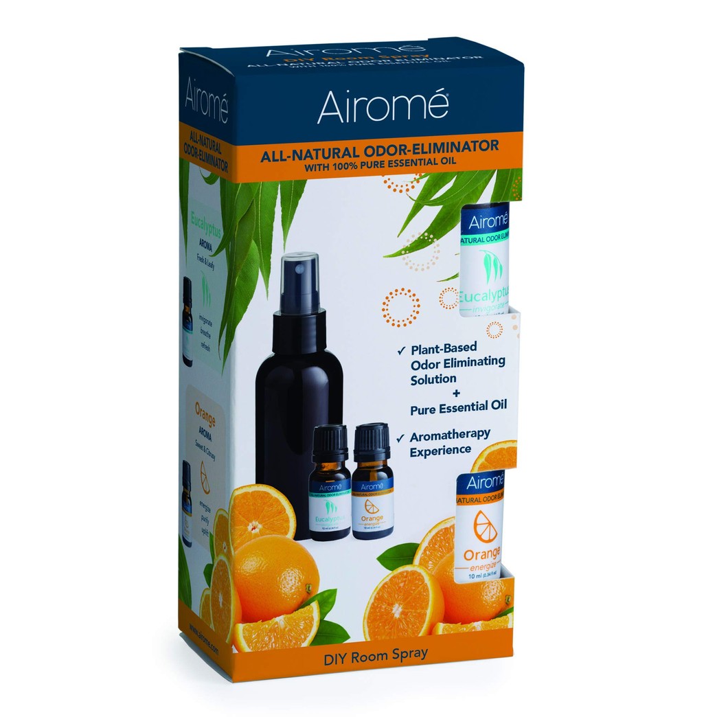 Airomé Odor Eliminator Essential Oil Aromatherapy Room and Fabric Deodorizing Spray, Orange and Eucalyptus