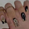 Get Glamorous With 24pcs Short Square Black Glitter Fake Nail