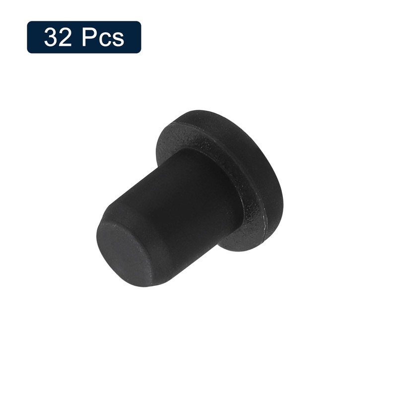 sourcing map 32 Pieces Black Rubber Stopper, 5.5mm Plug Holes